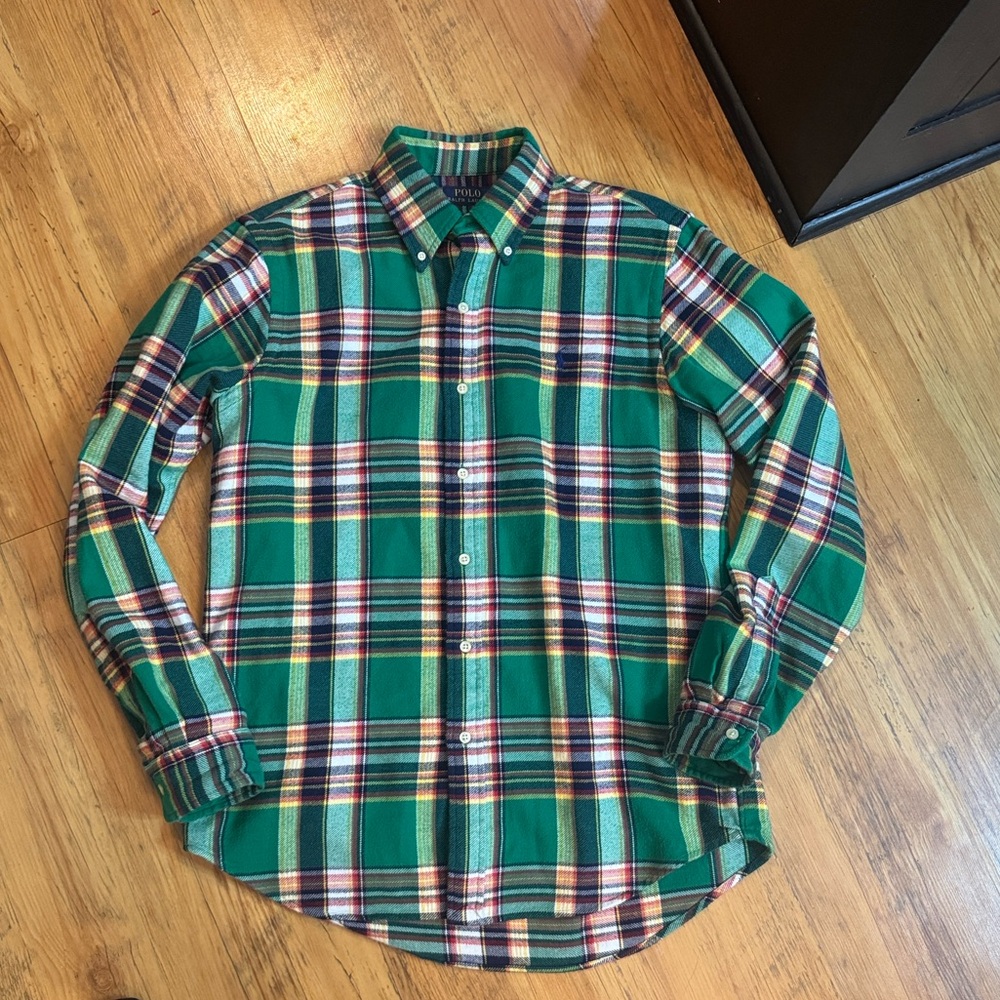 Polo Ralph Lauren Plaid Flannel Blue Label Sz M Mens